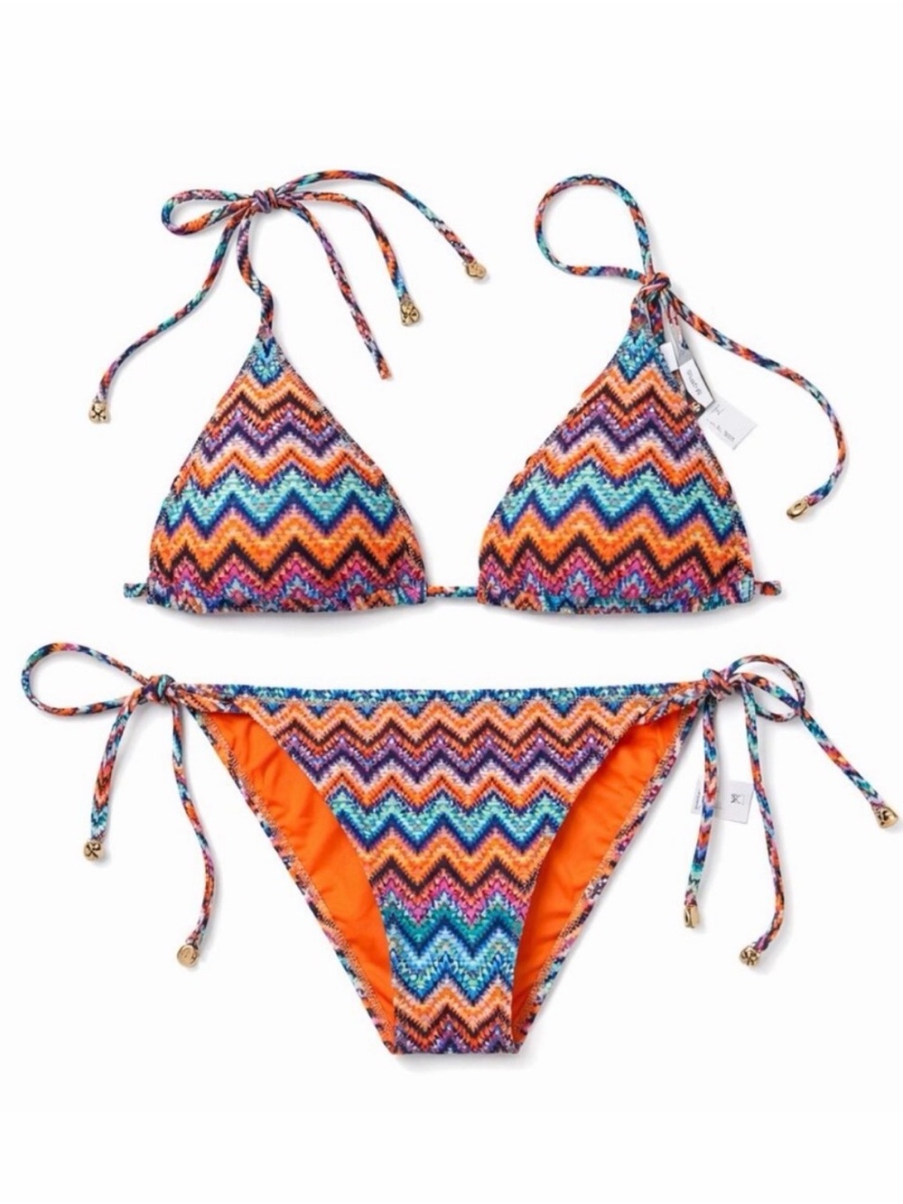 Milly - NWT Barcelona Metallic Chevron Triangle Bikini Set